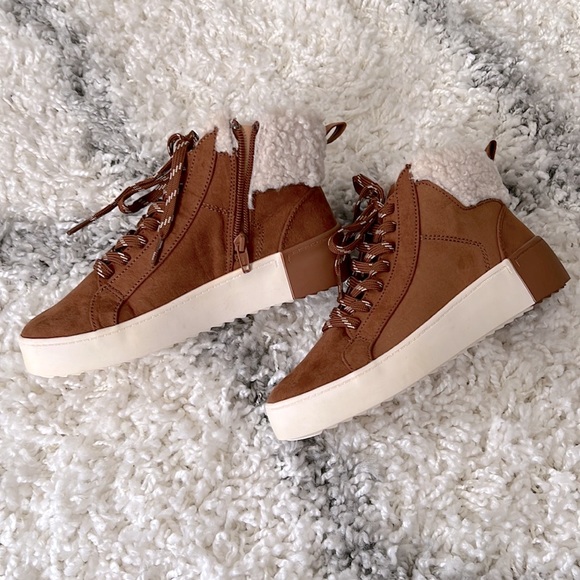 High Top Faux Shearling Sneakers - Picture 1 of 3